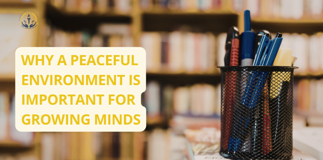 Children studying in a calm and peaceful classroom environment that supports focus, learning, and mental well-being