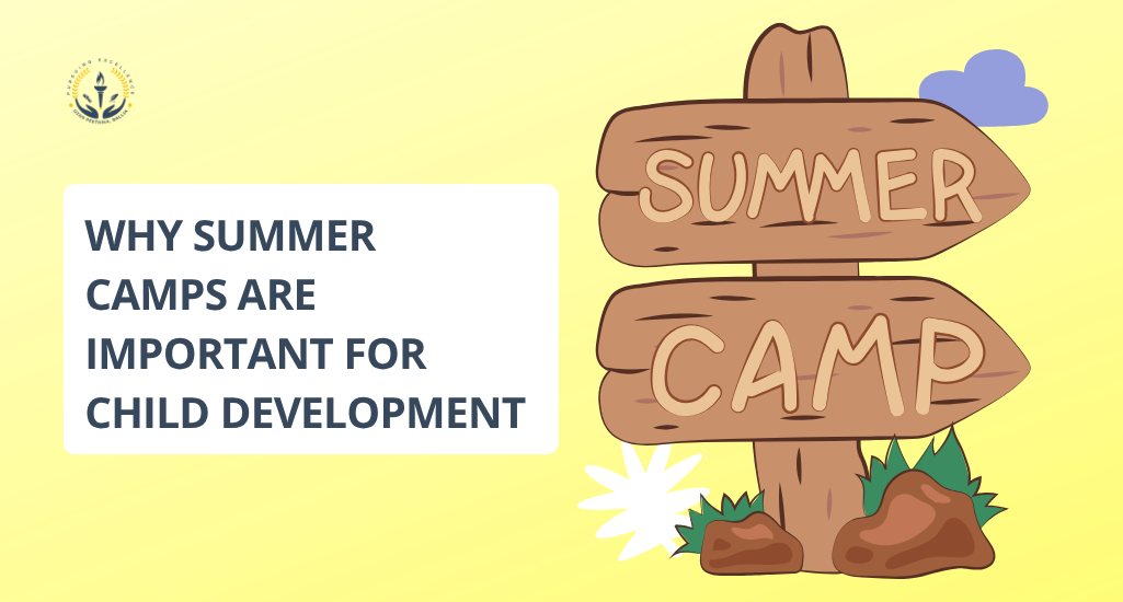 Children participating in a summer camp activity, learning through games, teamwork, creativity, and hands-on experiences that support overall child development.