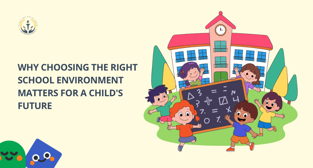 Students learning in a positive and nurturing school environment that promotes academic excellence, confidence, creativity, and overall child development.